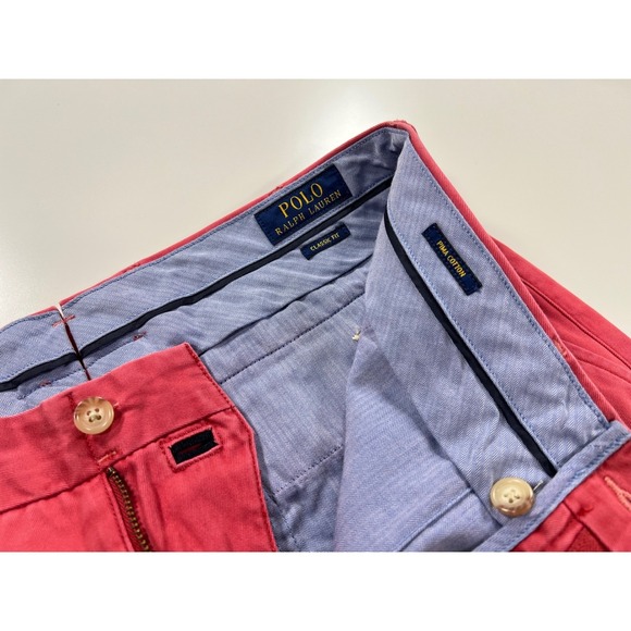 Polo Ralph Lauren Shorts Classic Fit Pima Cotton Pink/Red Men's 33 / 9" Inseam - Picture 7 of 10
